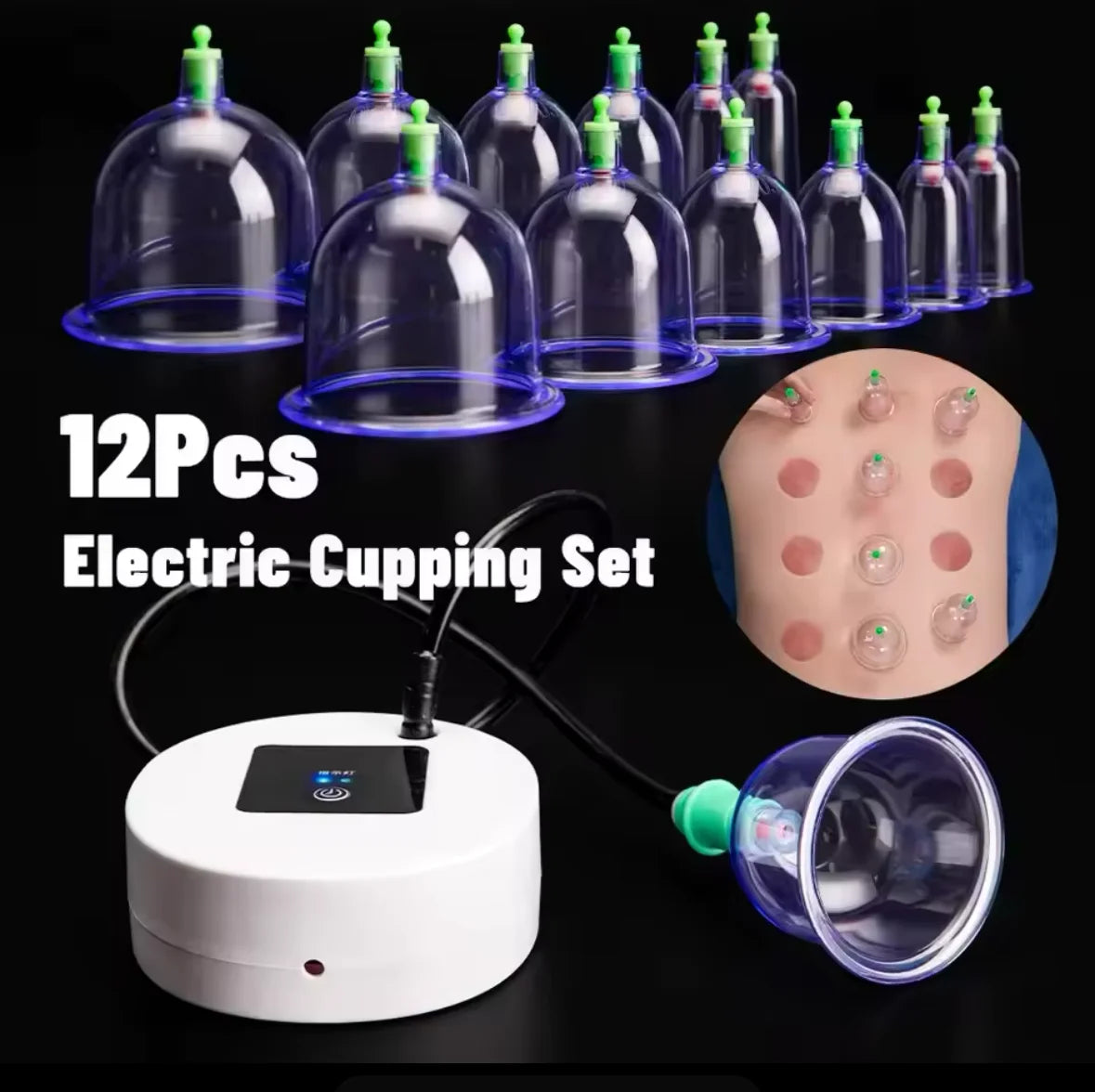 Tuhopeta Electric Cupping Therapy Set – 12-Piece Professional Body Massager