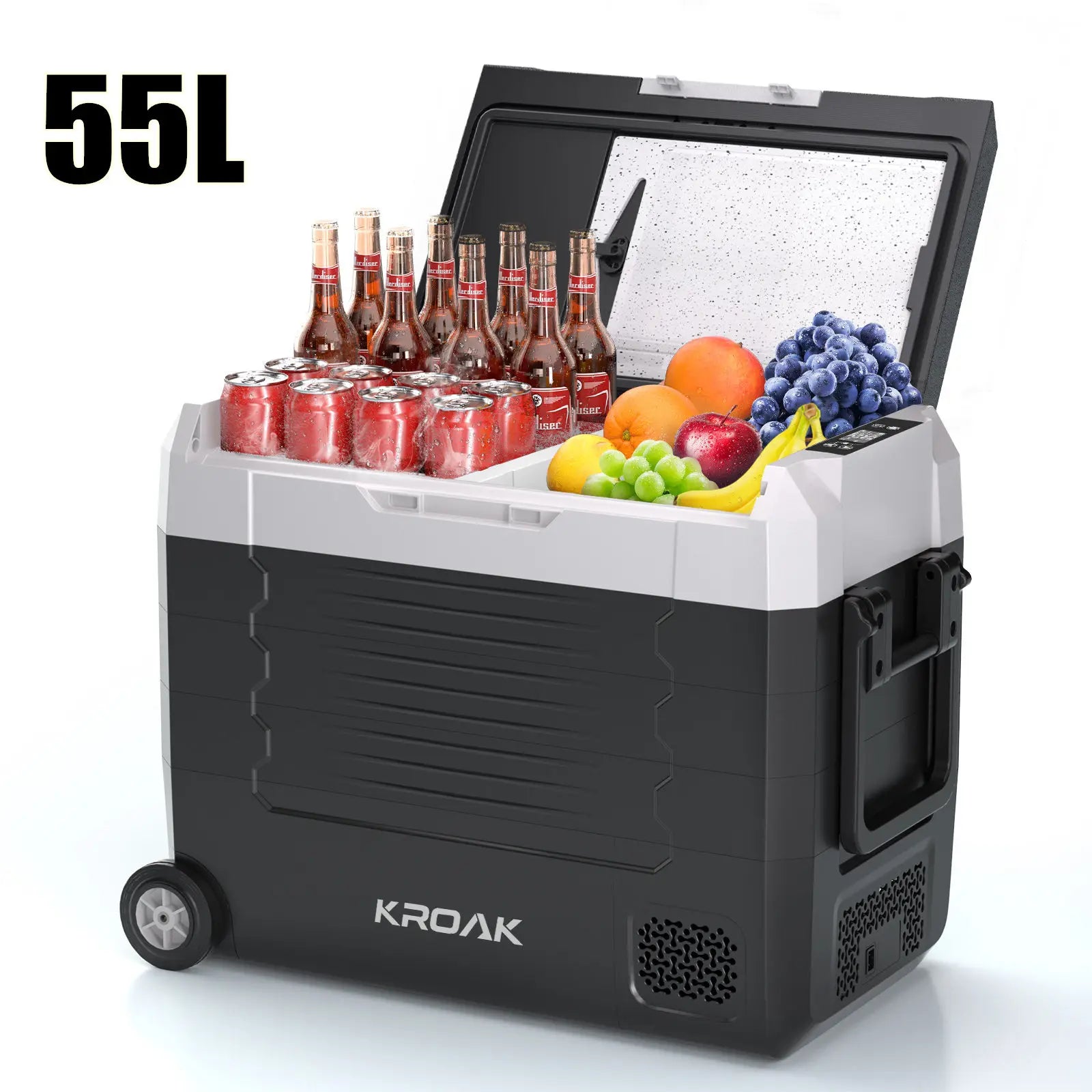 KROAK Dual Zone Portable Car Fridge 35L/45L/55L with Bluetooth & Wheels