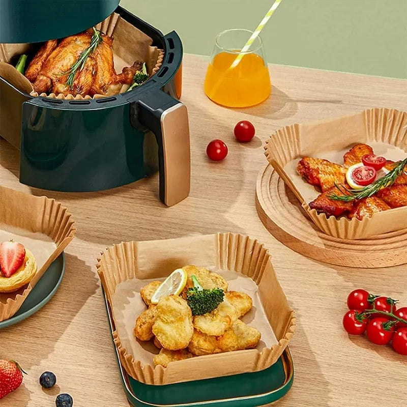 100pcs Square Air Fryer Liners – Non-Stick, Oil & Water-Proof