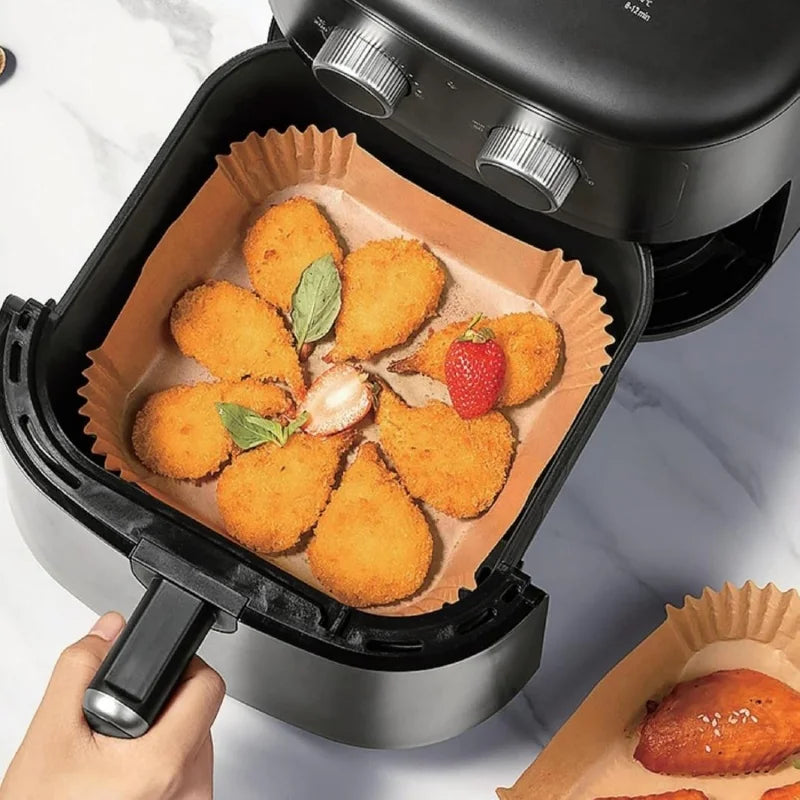 100pcs Square Air Fryer Liners – Non-Stick, Oil & Water-Proof