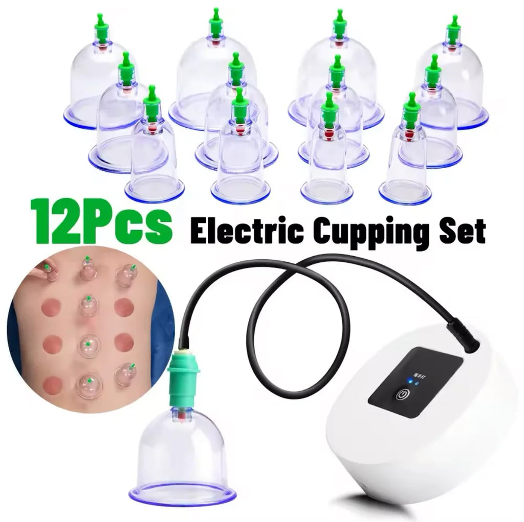 Tuhopeta Electric Cupping Therapy Set – 12-Piece Professional Body Massager
