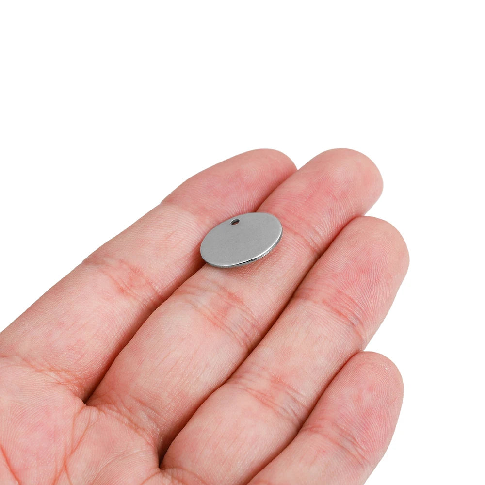 10–50pcs Stainless Steel Round Blank Charms – 6–30mm Dog Tag Pendants for DIY Jewelry