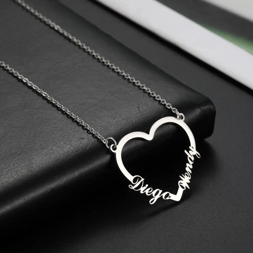 Heart Custom Name Necklace – Stainless Steel Personalized Pendant