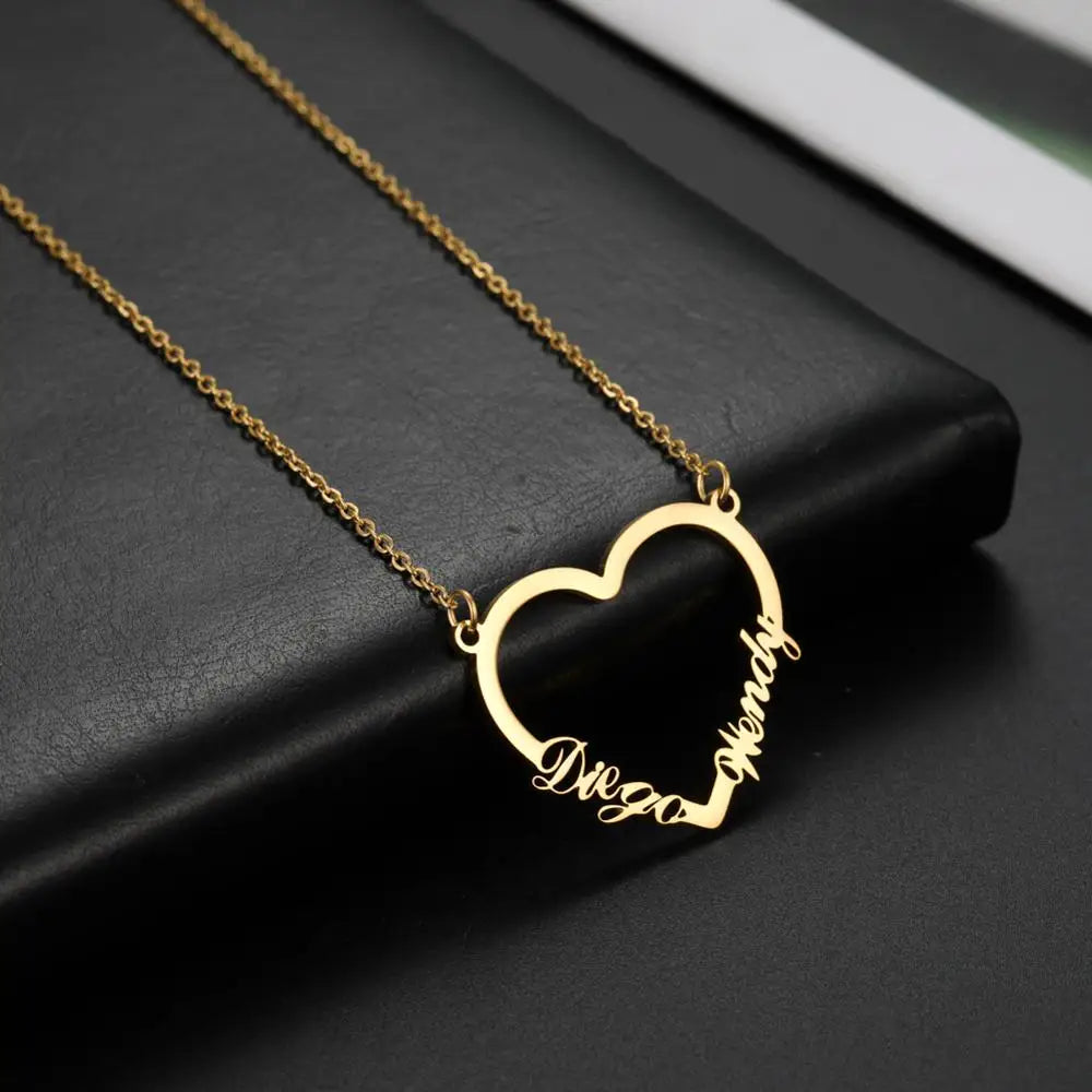 Heart Custom Name Necklace – Stainless Steel Personalized Pendant
