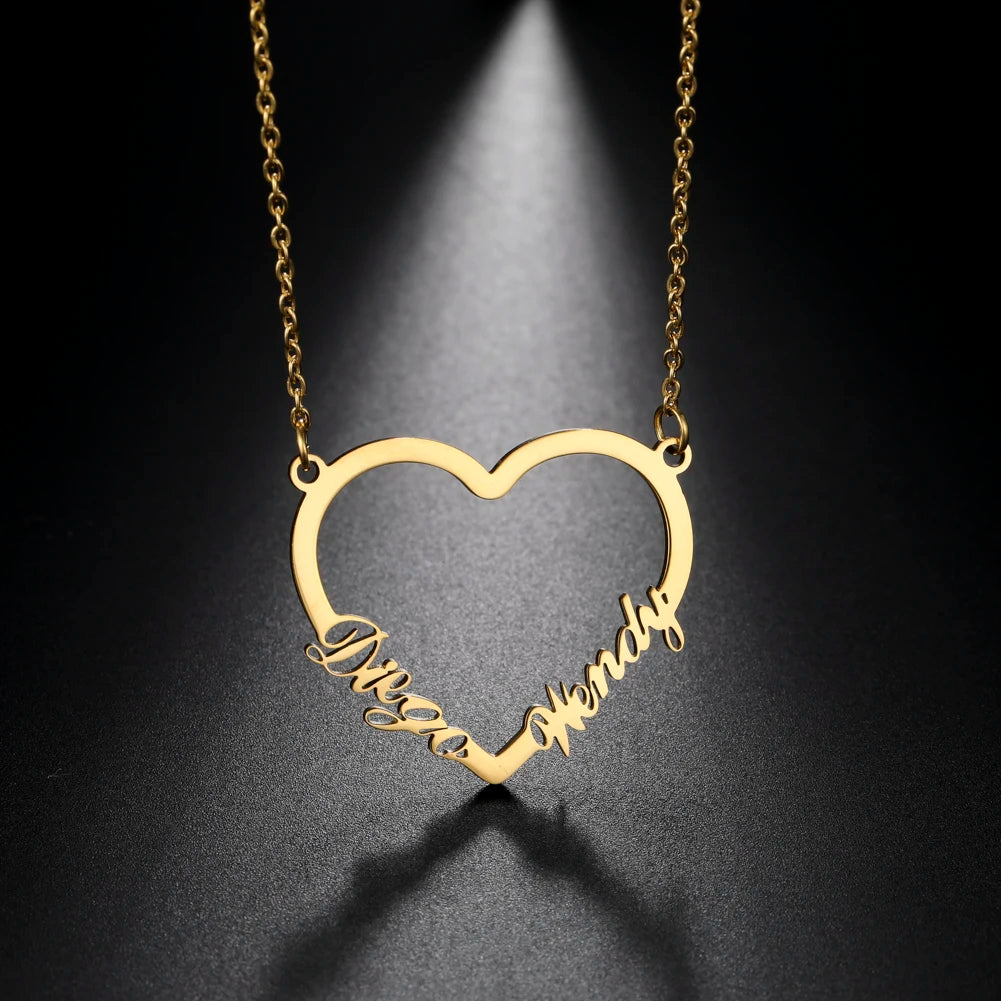 Heart Custom Name Necklace – Stainless Steel Personalized Pendant