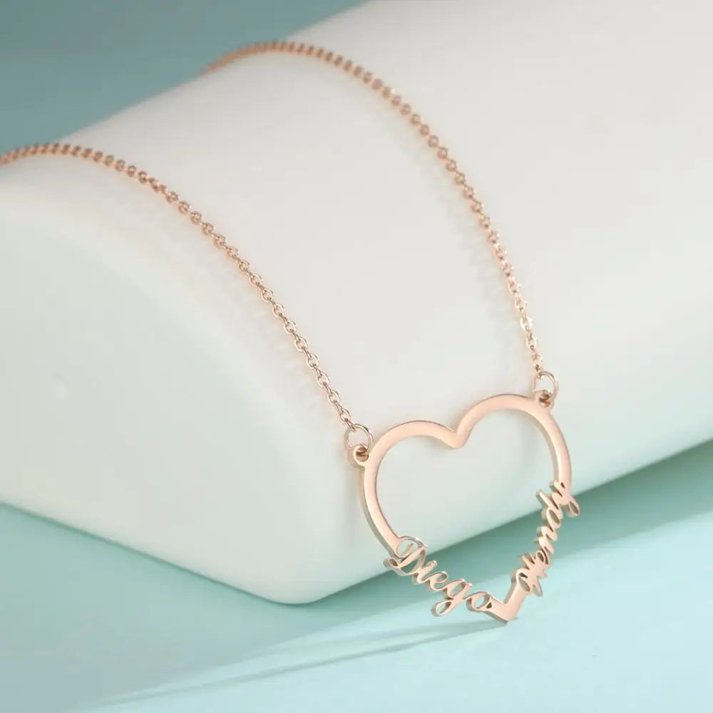 Heart Custom Name Necklace – Stainless Steel Personalized Pendant