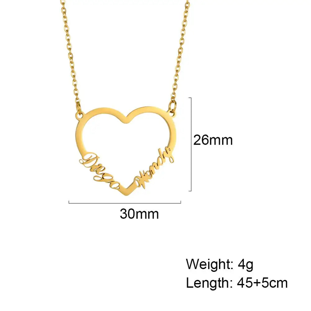 Heart Custom Name Necklace – Stainless Steel Personalized Pendant