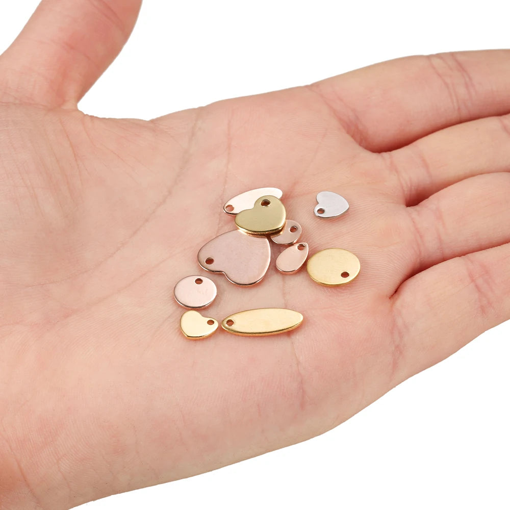10–50pcs Stainless Steel Round Blank Charms – 6–30mm Dog Tag Pendants for DIY Jewelry
