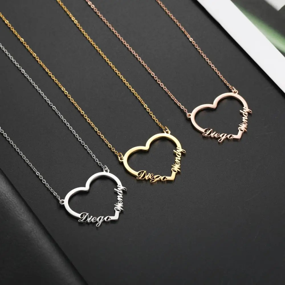 Heart Custom Name Necklace – Stainless Steel Personalized Pendant