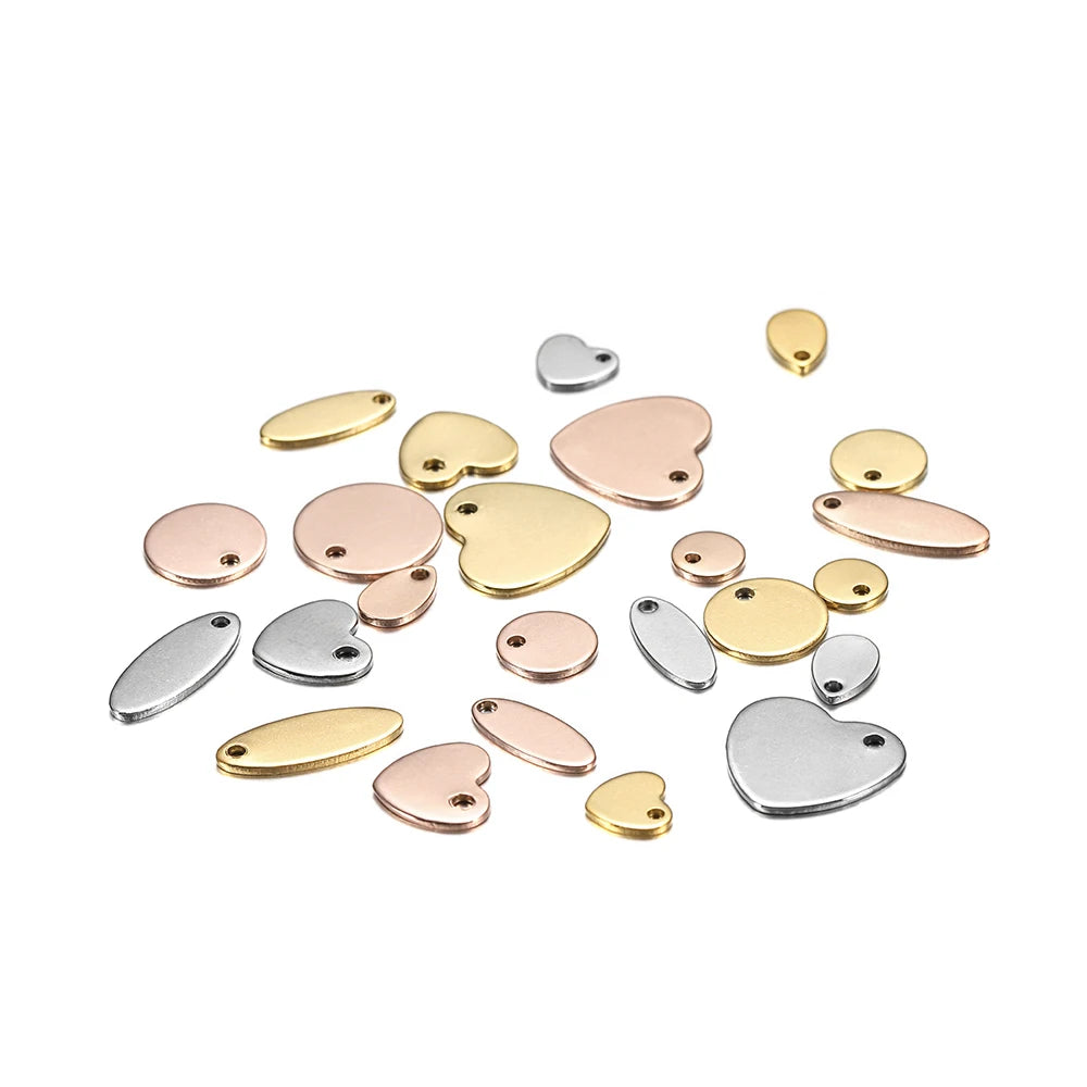 10–50pcs Stainless Steel Round Blank Charms – 6–30mm Dog Tag Pendants for DIY Jewelry