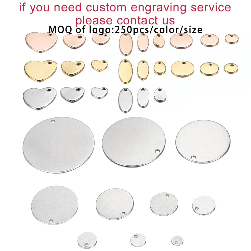 10–50pcs Stainless Steel Round Blank Charms – 6–30mm Dog Tag Pendants for DIY Jewelry