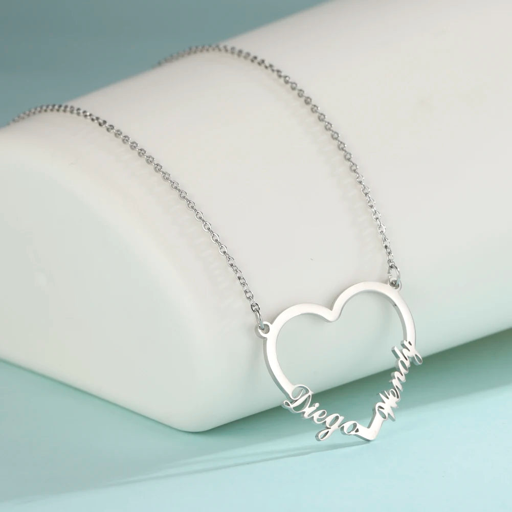 Heart Custom Name Necklace – Stainless Steel Personalized Pendant