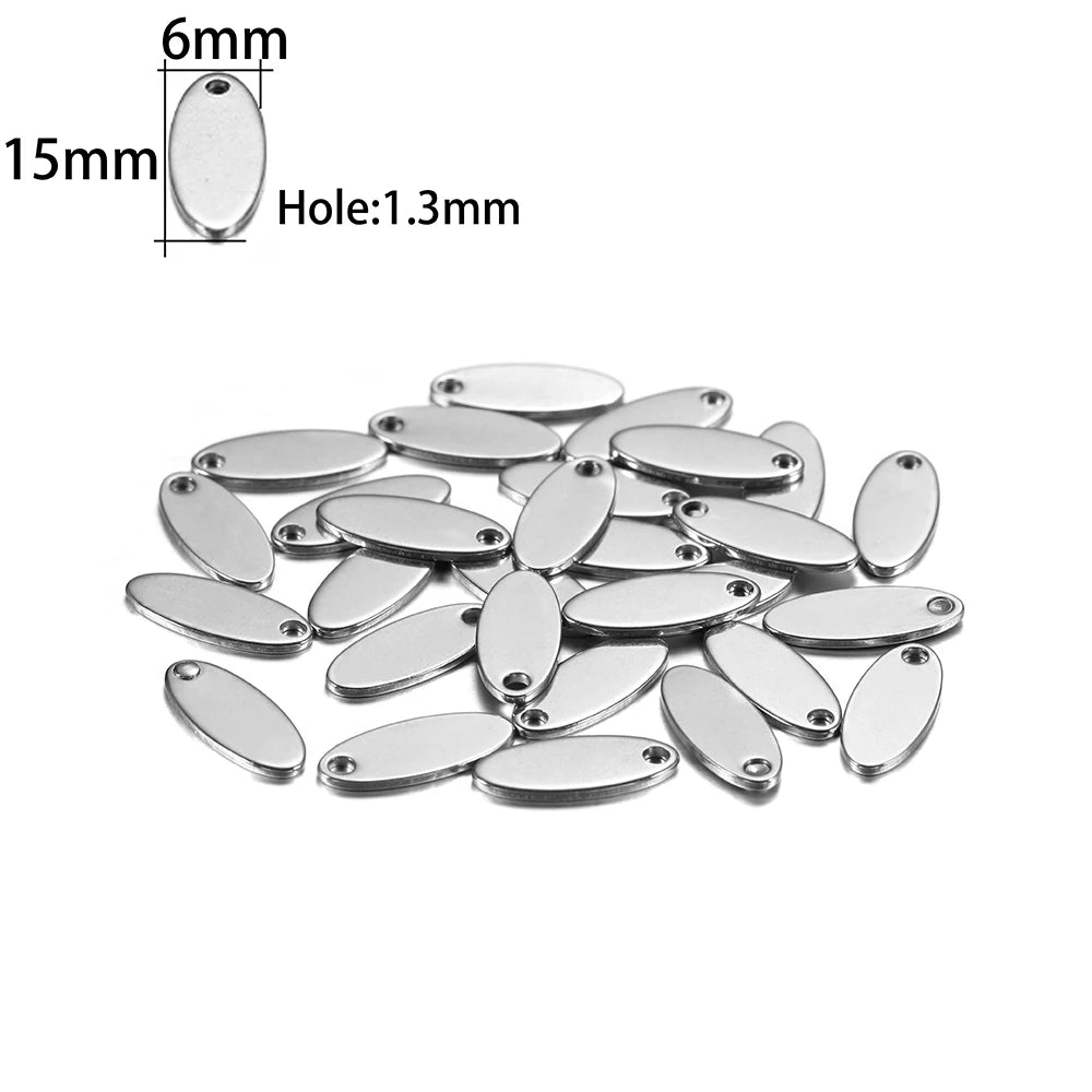 10–50pcs Stainless Steel Round Blank Charms – 6–30mm Dog Tag Pendants for DIY Jewelry