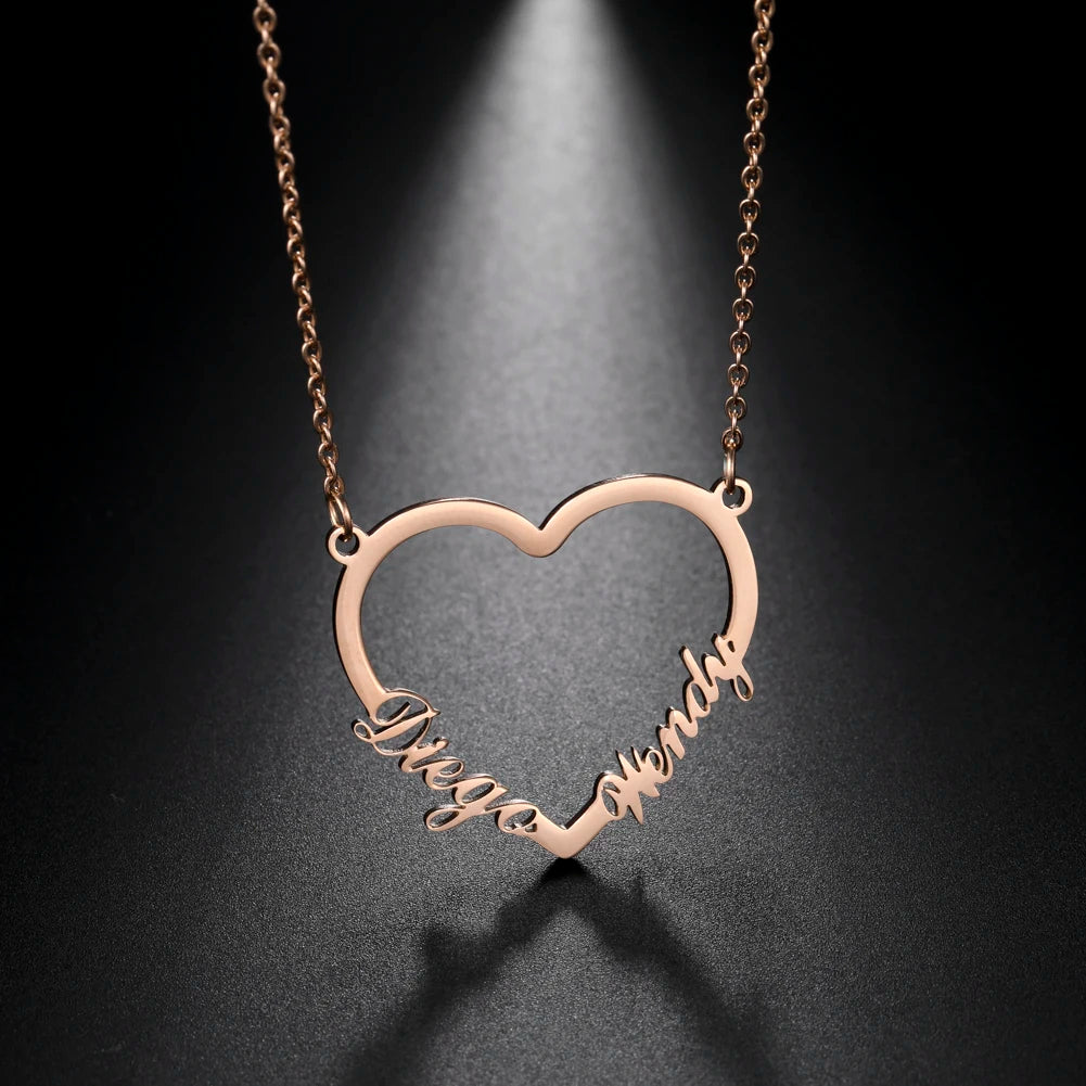 Heart Custom Name Necklace – Stainless Steel Personalized Pendant