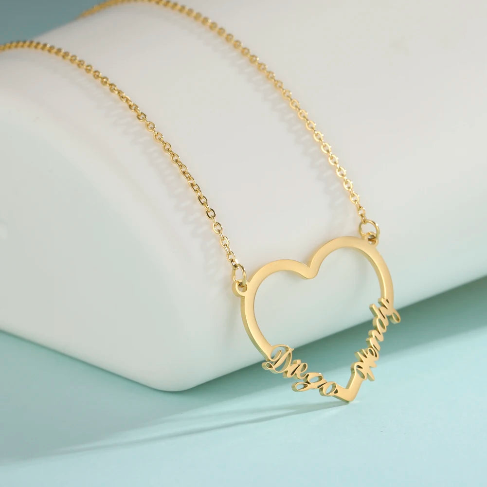 Heart Custom Name Necklace – Stainless Steel Personalized Pendant