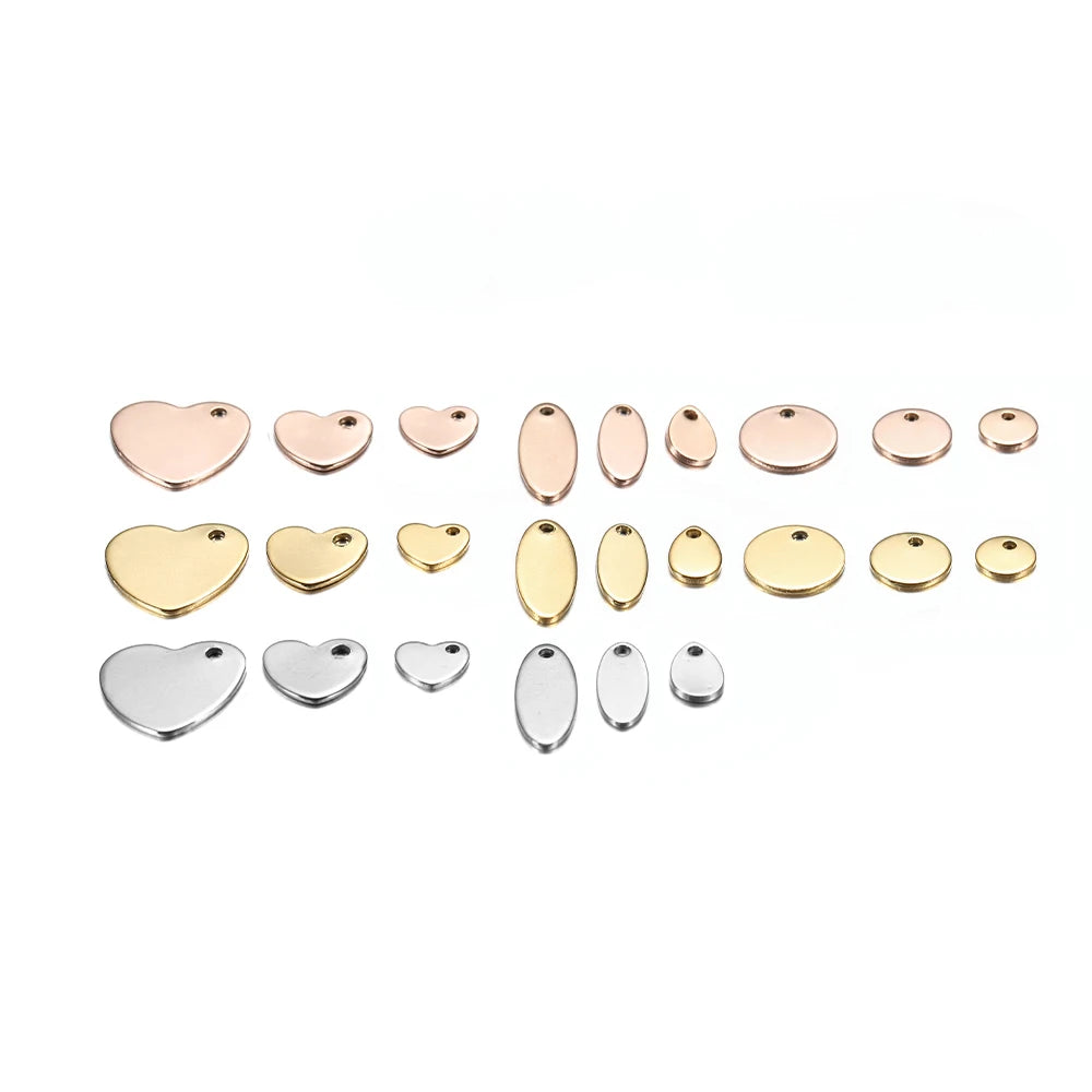 10–50pcs Stainless Steel Round Blank Charms – 6–30mm Dog Tag Pendants for DIY Jewelry