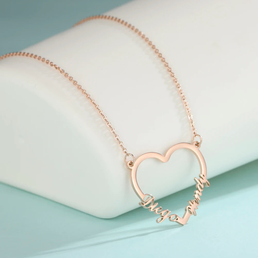 Heart Custom Name Necklace – Stainless Steel Personalized Pendant