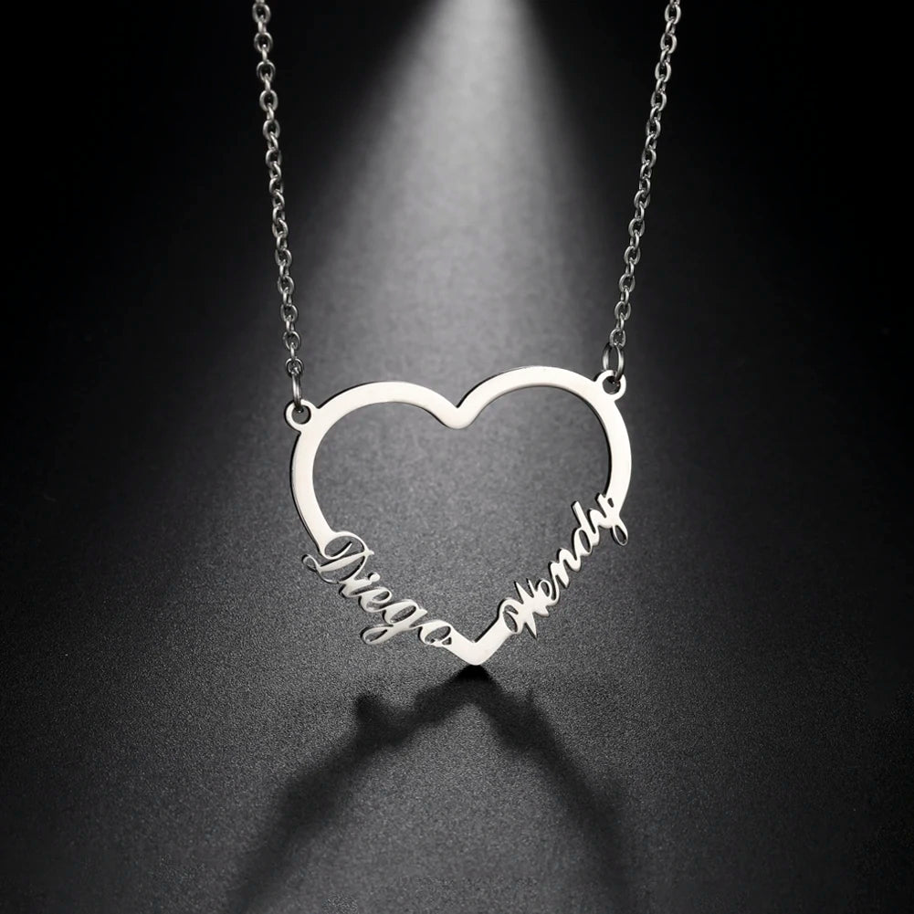 Heart Custom Name Necklace – Stainless Steel Personalized Pendant