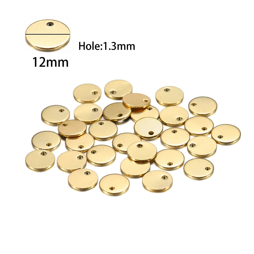 10–50pcs Stainless Steel Round Blank Charms – 6–30mm Dog Tag Pendants for DIY Jewelry