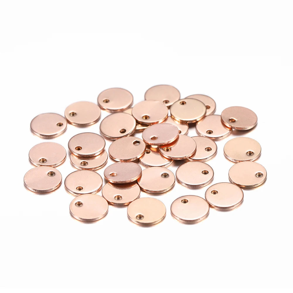 10–50pcs Stainless Steel Round Blank Charms – 6–30mm Dog Tag Pendants for DIY Jewelry