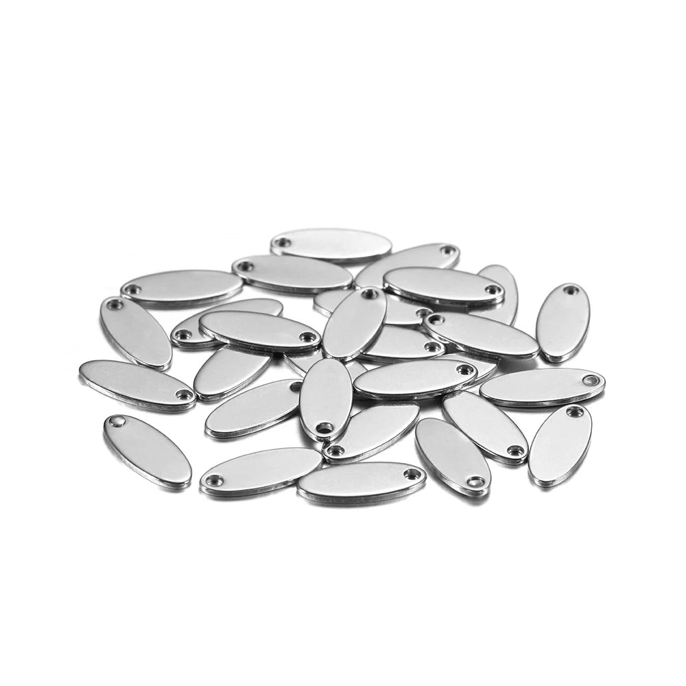 10–50pcs Stainless Steel Round Blank Charms – 6–30mm Dog Tag Pendants for DIY Jewelry