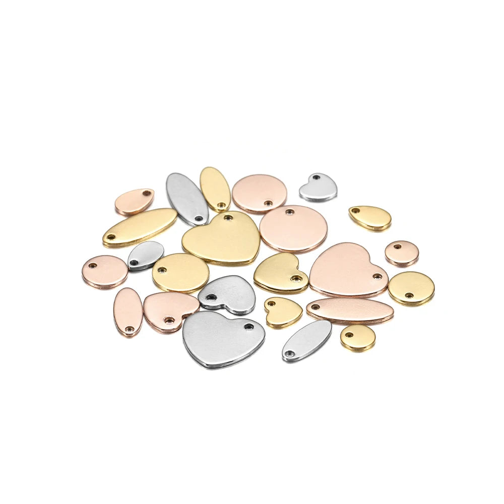 10–50pcs Stainless Steel Round Blank Charms – 6–30mm Dog Tag Pendants for DIY Jewelry