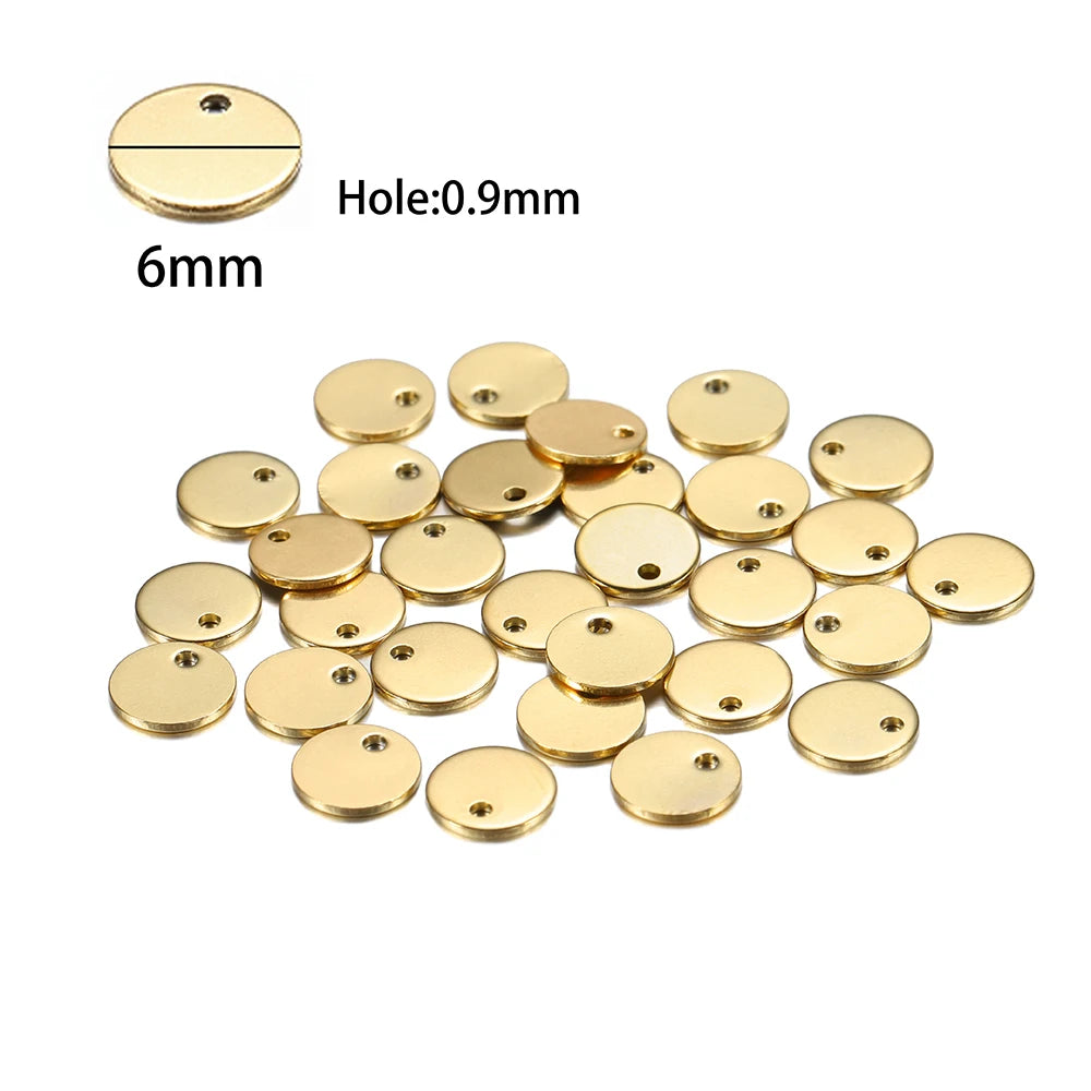 10–50pcs Stainless Steel Round Blank Charms – 6–30mm Dog Tag Pendants for DIY Jewelry