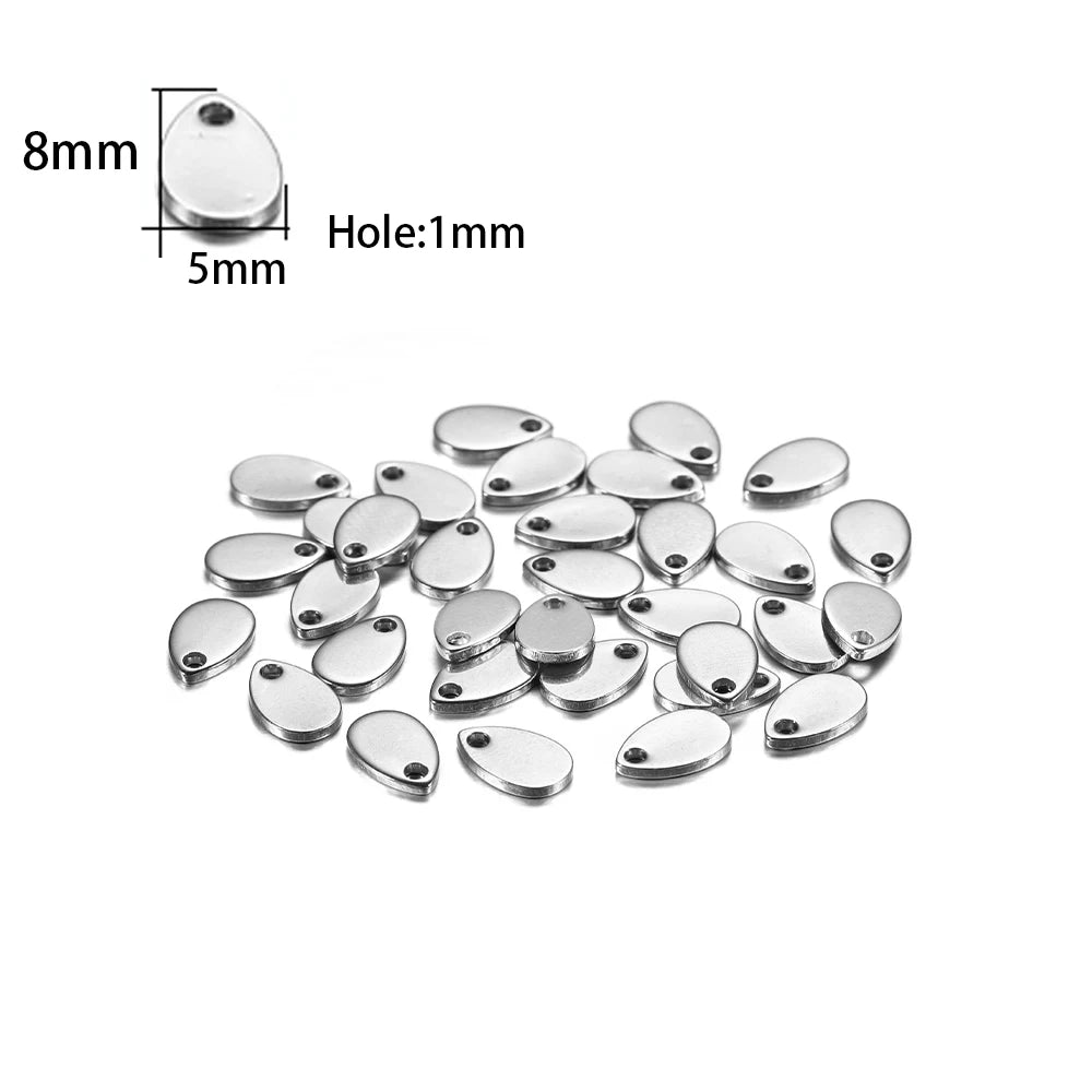 10–50pcs Stainless Steel Round Blank Charms – 6–30mm Dog Tag Pendants for DIY Jewelry