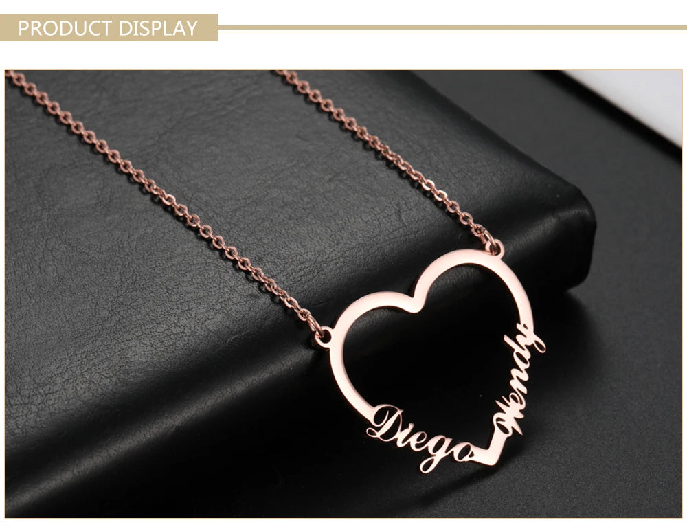 Heart Custom Name Necklace – Stainless Steel Personalized Pendant