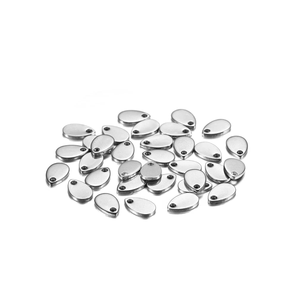 10–50pcs Stainless Steel Round Blank Charms – 6–30mm Dog Tag Pendants for DIY Jewelry