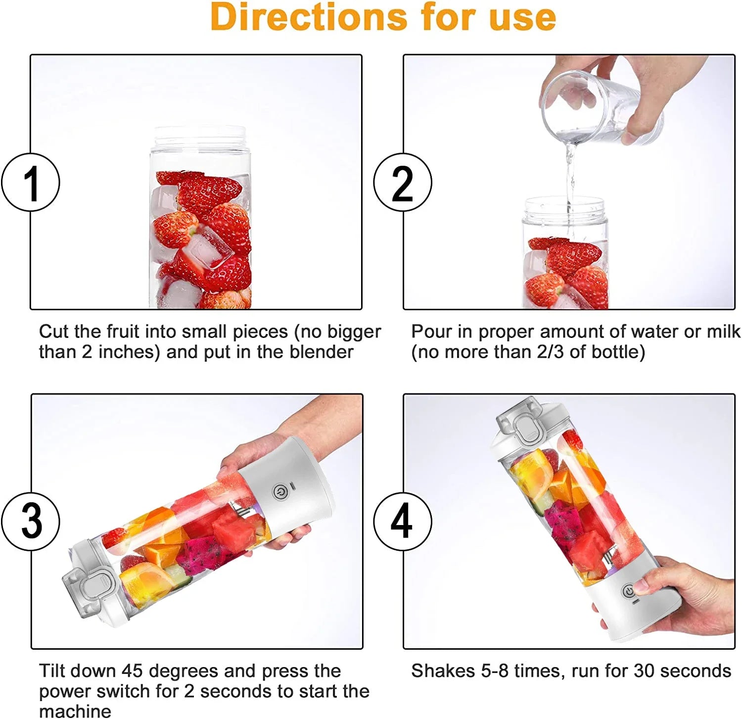 Portable USB Blender 600ML – 4000mAh Rechargeable Smoothie & Juice Maker