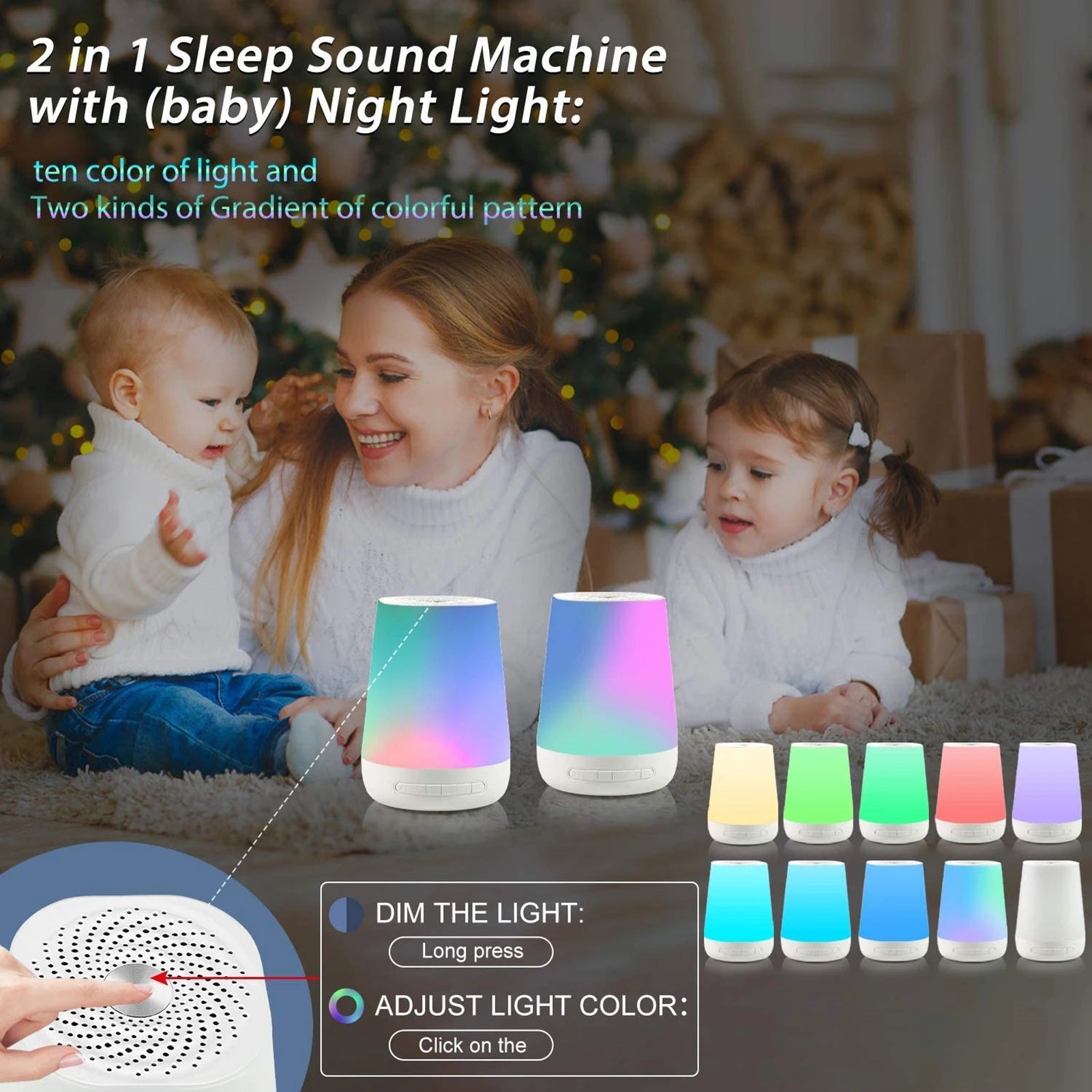 Smart Baby White Noise Machine – 34 Soothing Sounds, Night Light, Voice & App Control