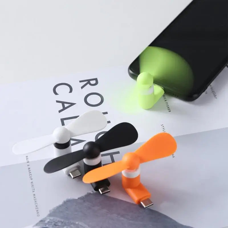 Type-C Portable Mini Phone Fan – USB Cooling MicroFan with Charging Treasure Compatibility