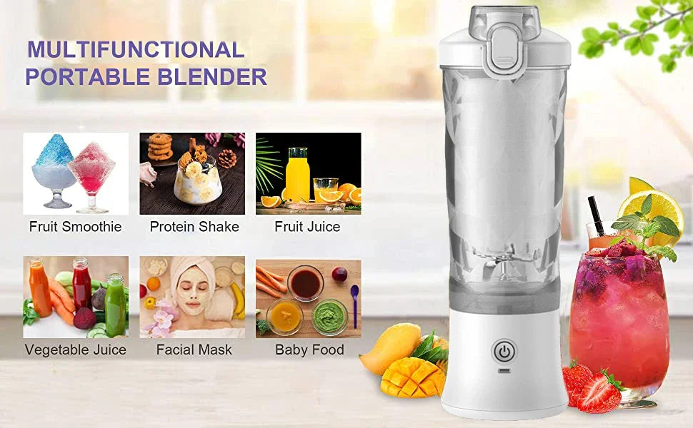 Portable USB Blender 600ML – 4000mAh Rechargeable Smoothie & Juice Maker