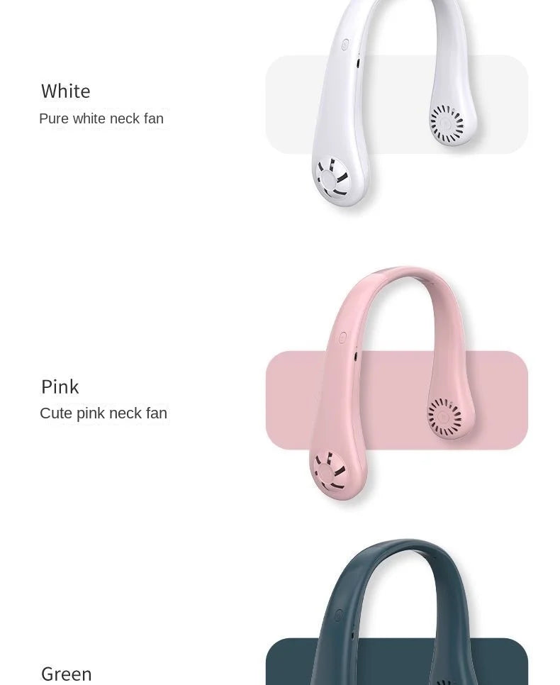 Mini Neck-Mounted Bladeless Fan – 3-Speed Rechargeable Wearable Cooler