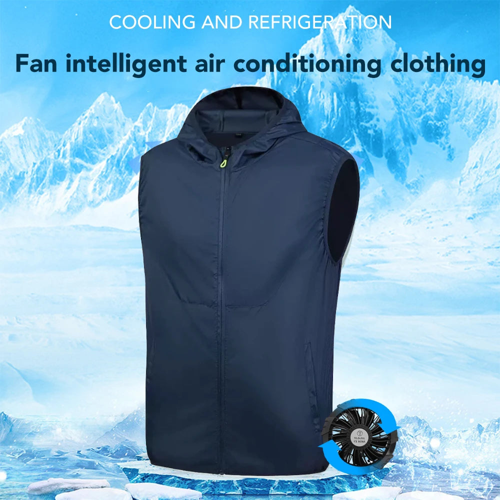 Men’s USB  and women Charging Cooling Fan Vest – Sleeveless Hooded Outdoor Jacket