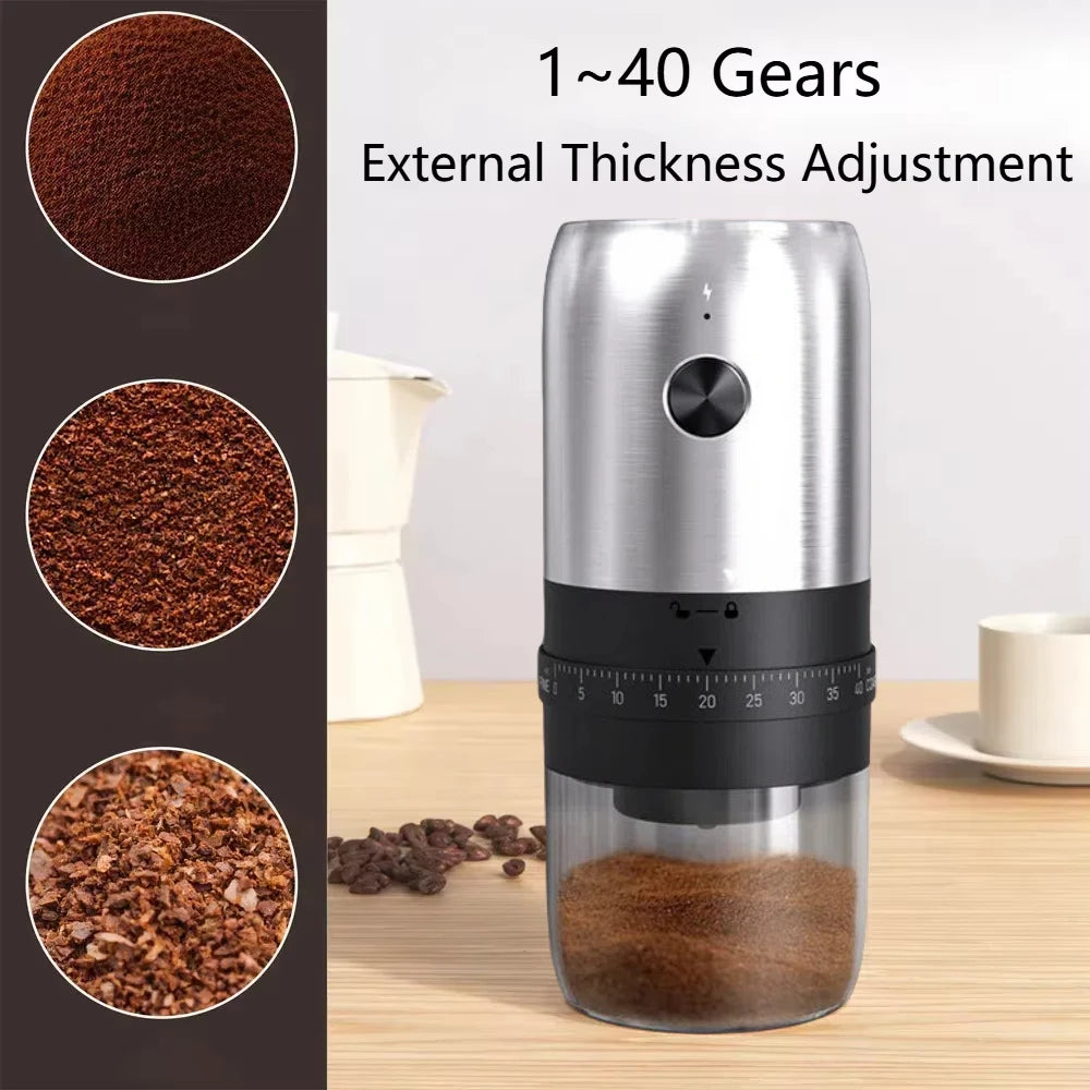 Portable Electric Coffee Grinder – USB Rechargeable, Adjustable Grind for Home & Travel
