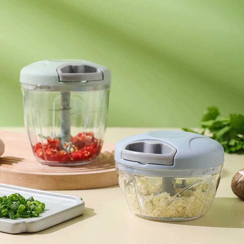 Manual Garlic Chopper & Vegetable Cutter – 200/500/900ML Hand-Pull Food Slicer & Crusher for Kitchen Use