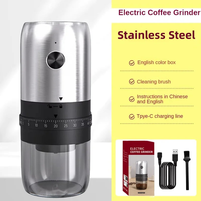 Portable Electric Coffee Grinder – USB Rechargeable, Adjustable Grind for Home & Travel