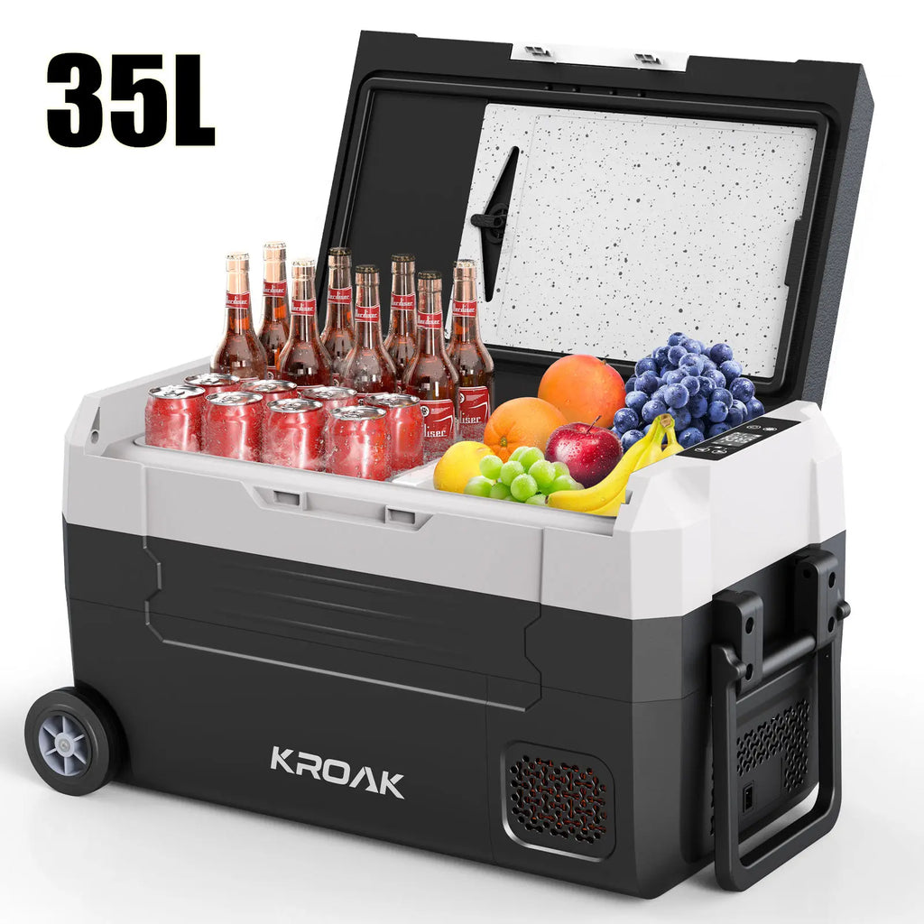 KROAK Dual Zone Portable Car Fridge 35L/45L/55L with Bluetooth & Wheels