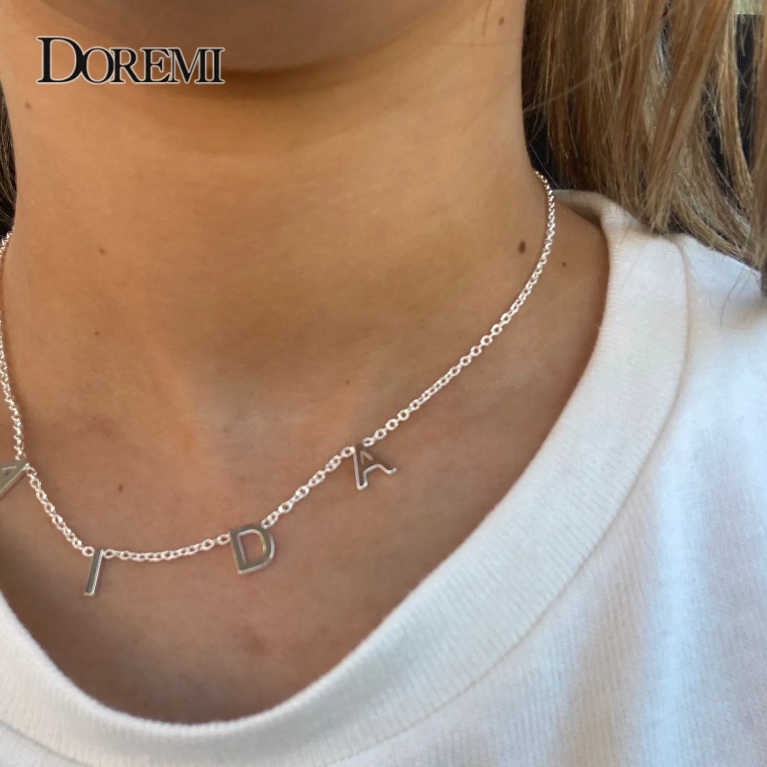 DOREMI VOTE Custom Name Necklace – Personalized Pendant with A–Z Letters