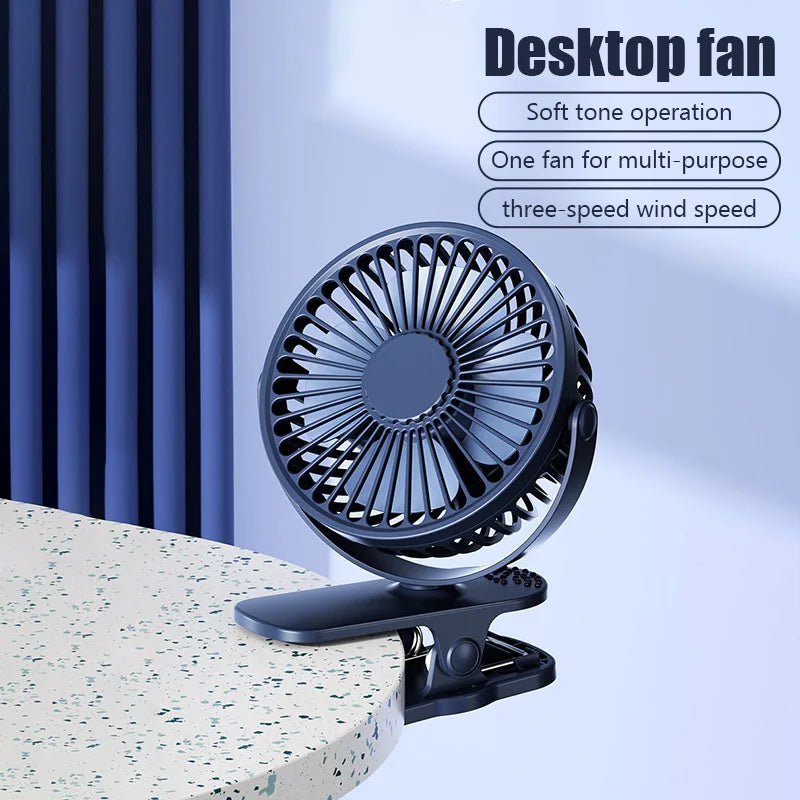 Portable Mini USB Clip Fan – Quiet Desktop Electric Air Cooler for Students & Dormitory Use
