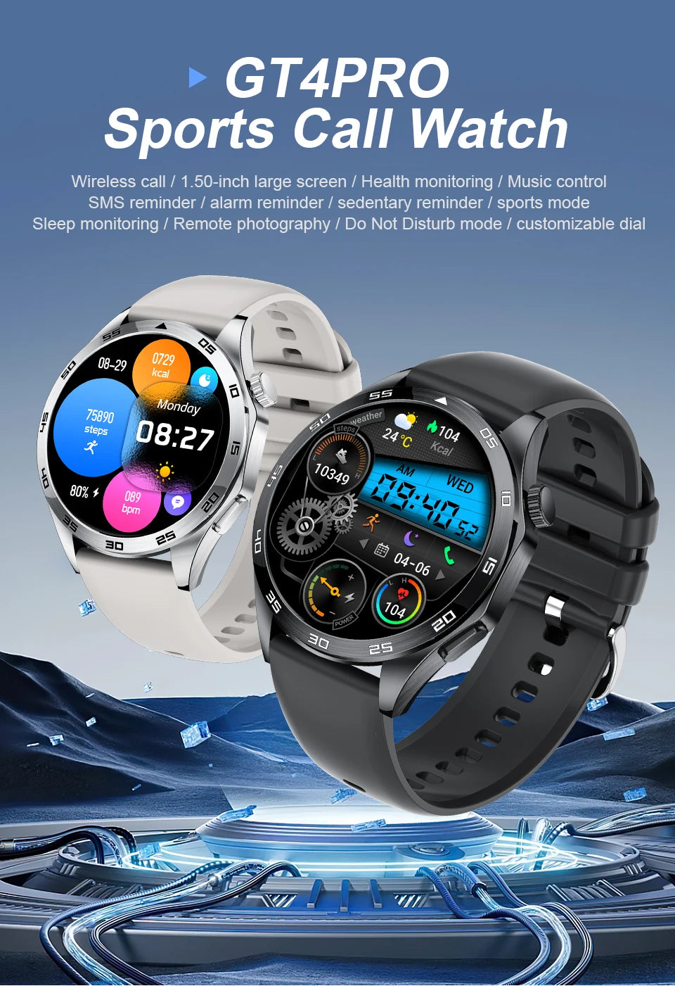 LIGE GT4 Pro Men's Smartwatch – ECG, Heart Rate, Bluetooth Call, Sports & Fitness Tracker for Android & iOS