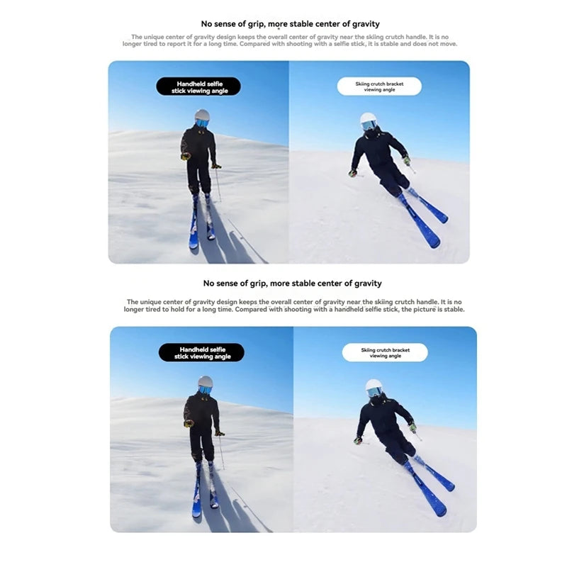 Ski Pole Mount Selfie Stick – Skiing Double Board Pole for Insta360 ONE X4/X3/X2, GO 3, ONE RS/ONE