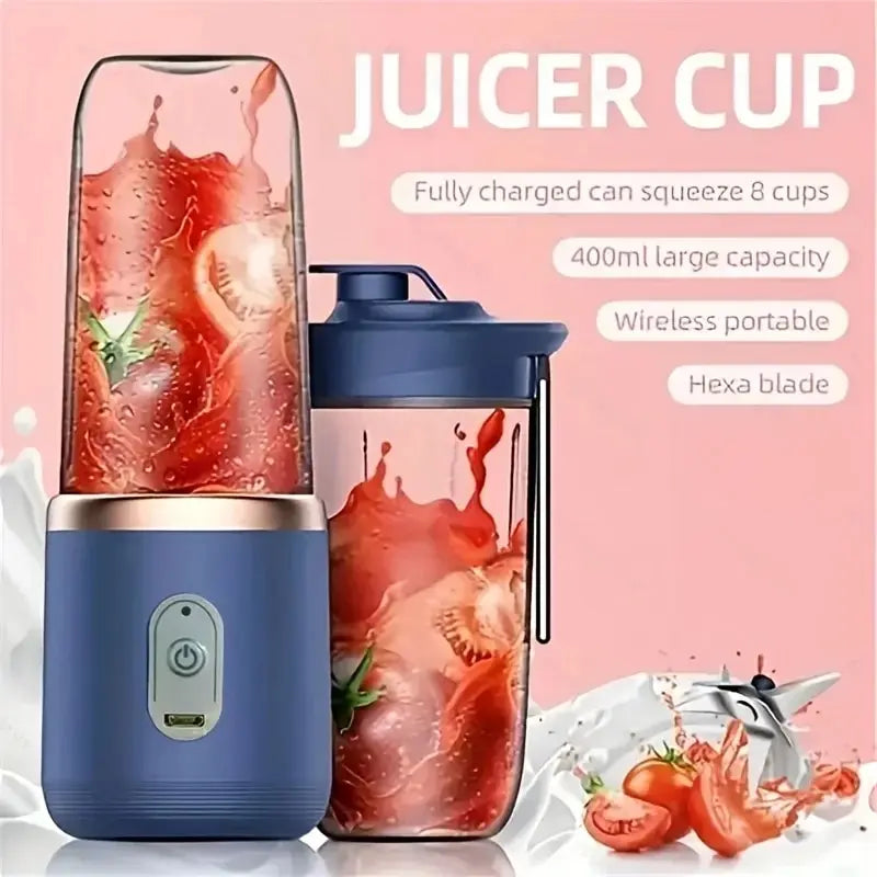 Portable Electric Blender Bottle – 6-Blade Smoothie Maker & Ice-Crushing Juice Cup