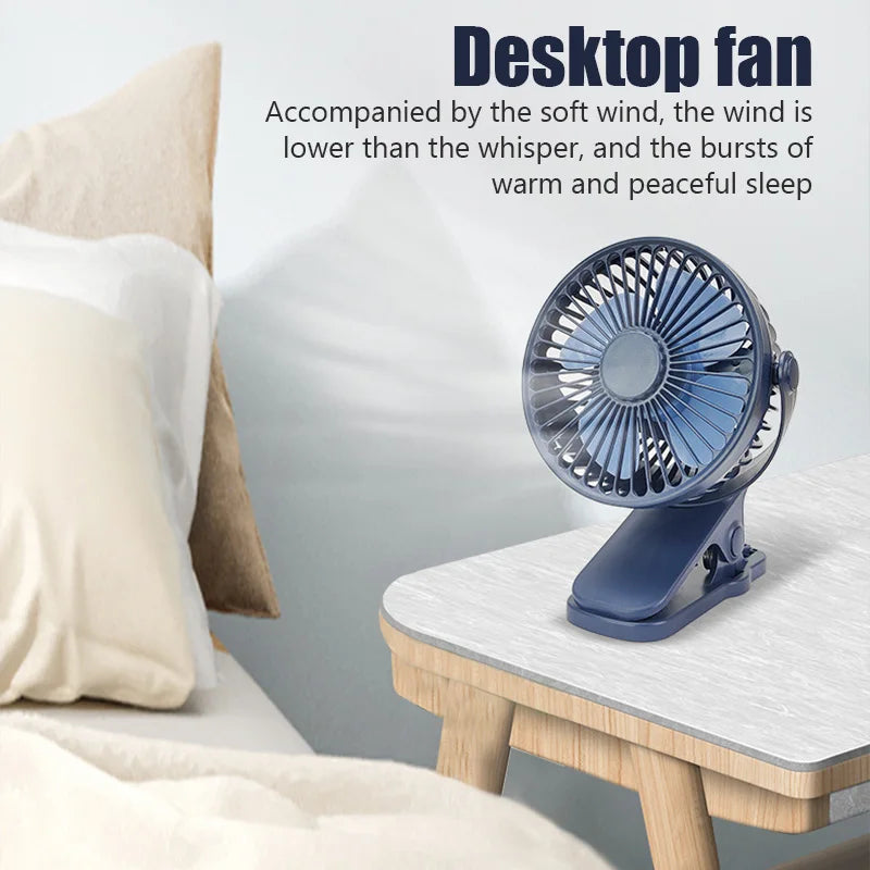 Portable Mini USB Clip Fan – Quiet Desktop Electric Air Cooler for Students & Dormitory Use