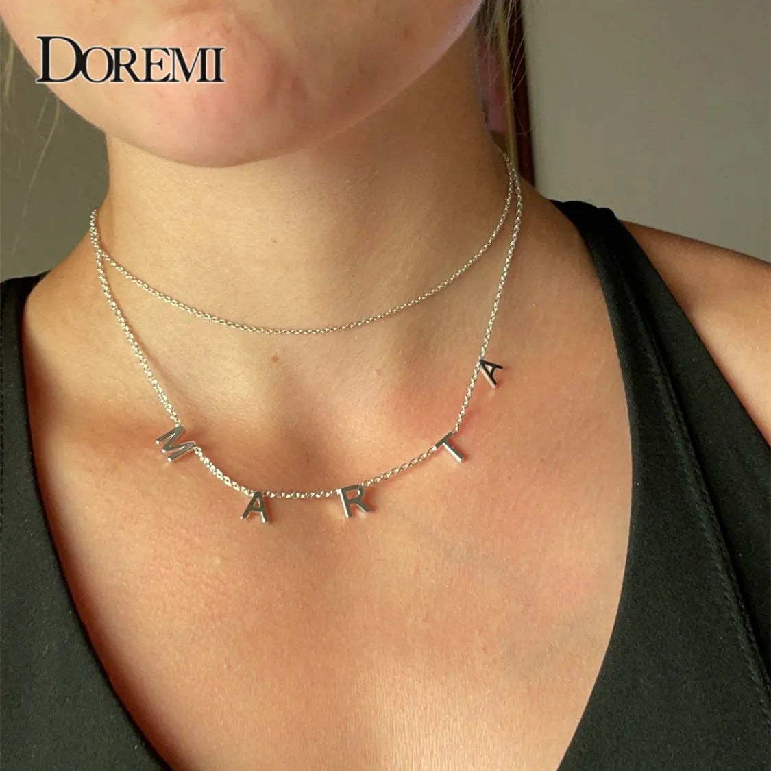 DOREMI VOTE Custom Name Necklace – Personalized Pendant with A–Z Letters