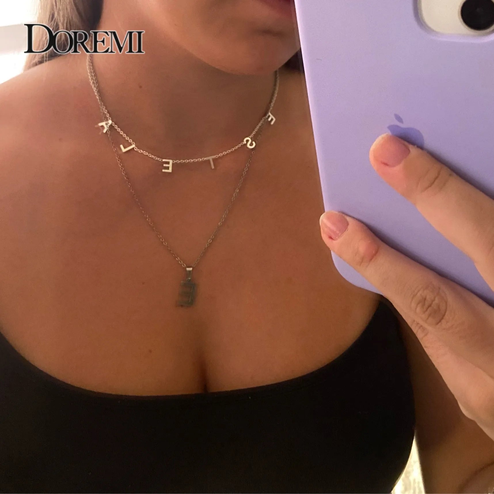 DOREMI VOTE Custom Name Necklace – Personalized Pendant with A–Z Letters