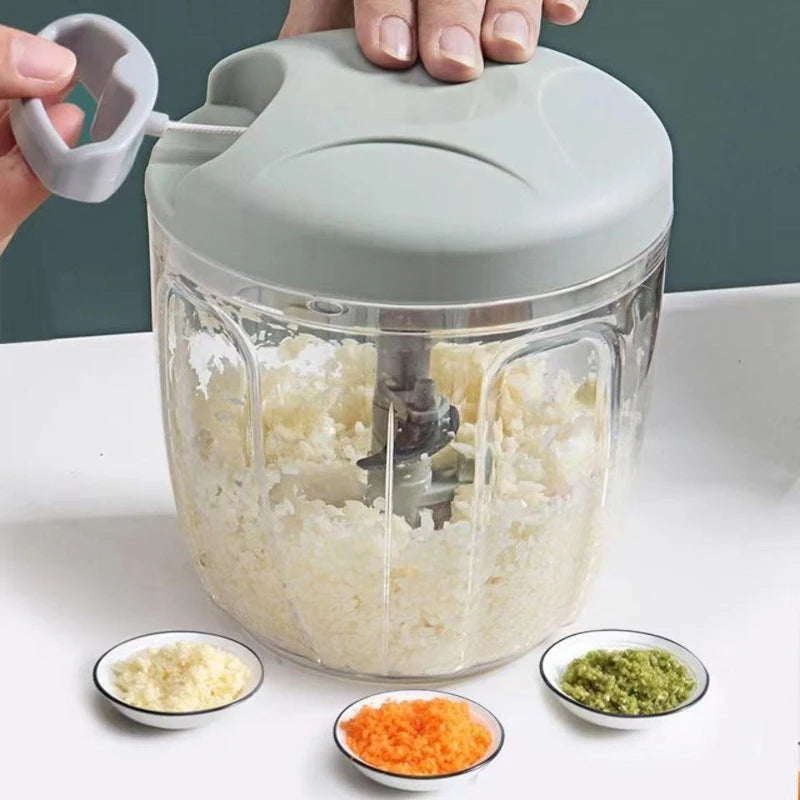 Manual Garlic Chopper & Vegetable Cutter – 200/500/900ML Hand-Pull Food Slicer & Crusher for Kitchen Use