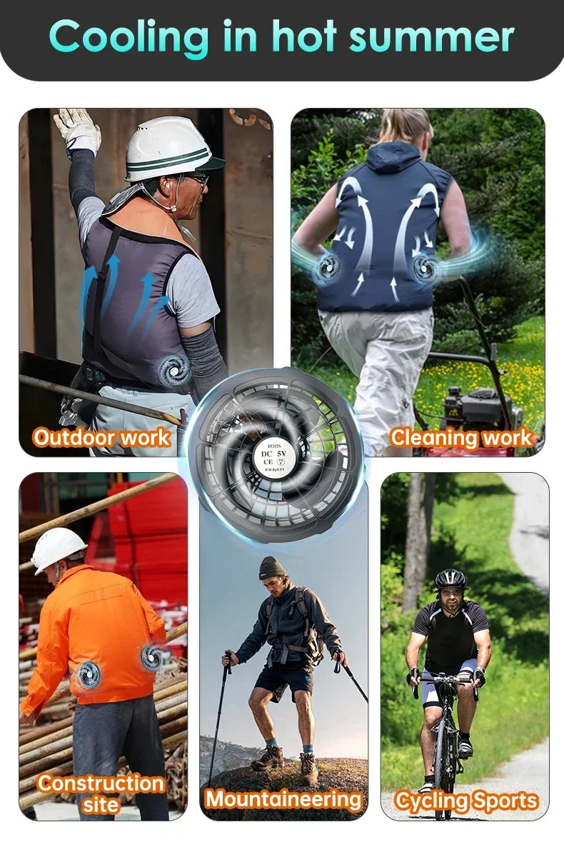 Wearable Cooling Fan for Air Conditioner Vest – Portable Cooling for Hot Work & Outdoor Use